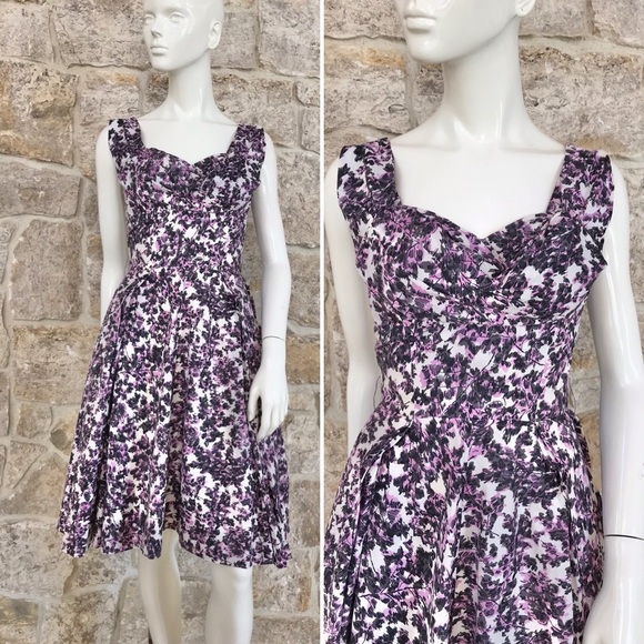 Gorgeous Vintage 1950s 50s Floral Bombshell Dress Full Skirt - Picture 2 of 16